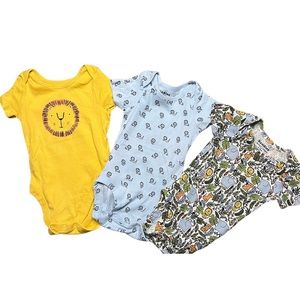3-pack Jungle Theme Onesies - 9-12m